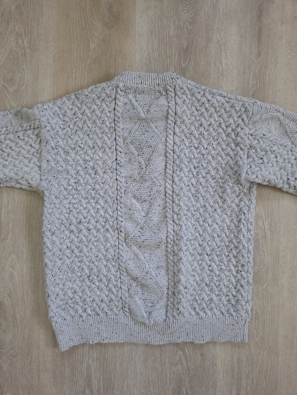 AELFRIC EDEN Sweater Women XL Cable Knit Fisherman Beige Oversized Crew Pullover - Picture 4 of 4